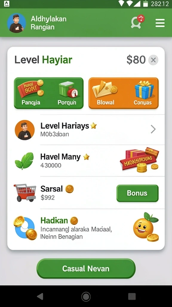 Fitur bonus yang menarik di setiap level.