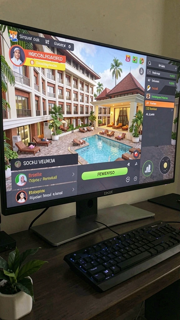 Fitur interaksi sosial yang memungkinkan bermain bersama teman.