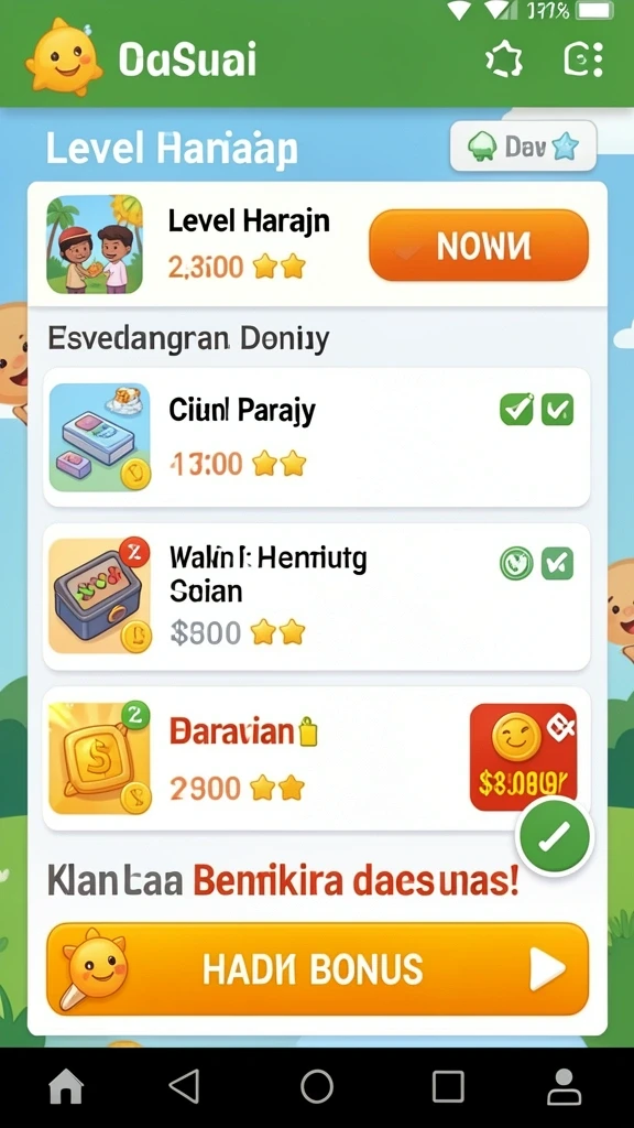 Pengalaman bermain yang seru dengan berbagai level menantang.